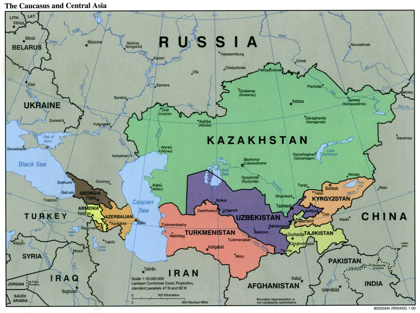 Map of Turkmenistan and its neighbouring countries