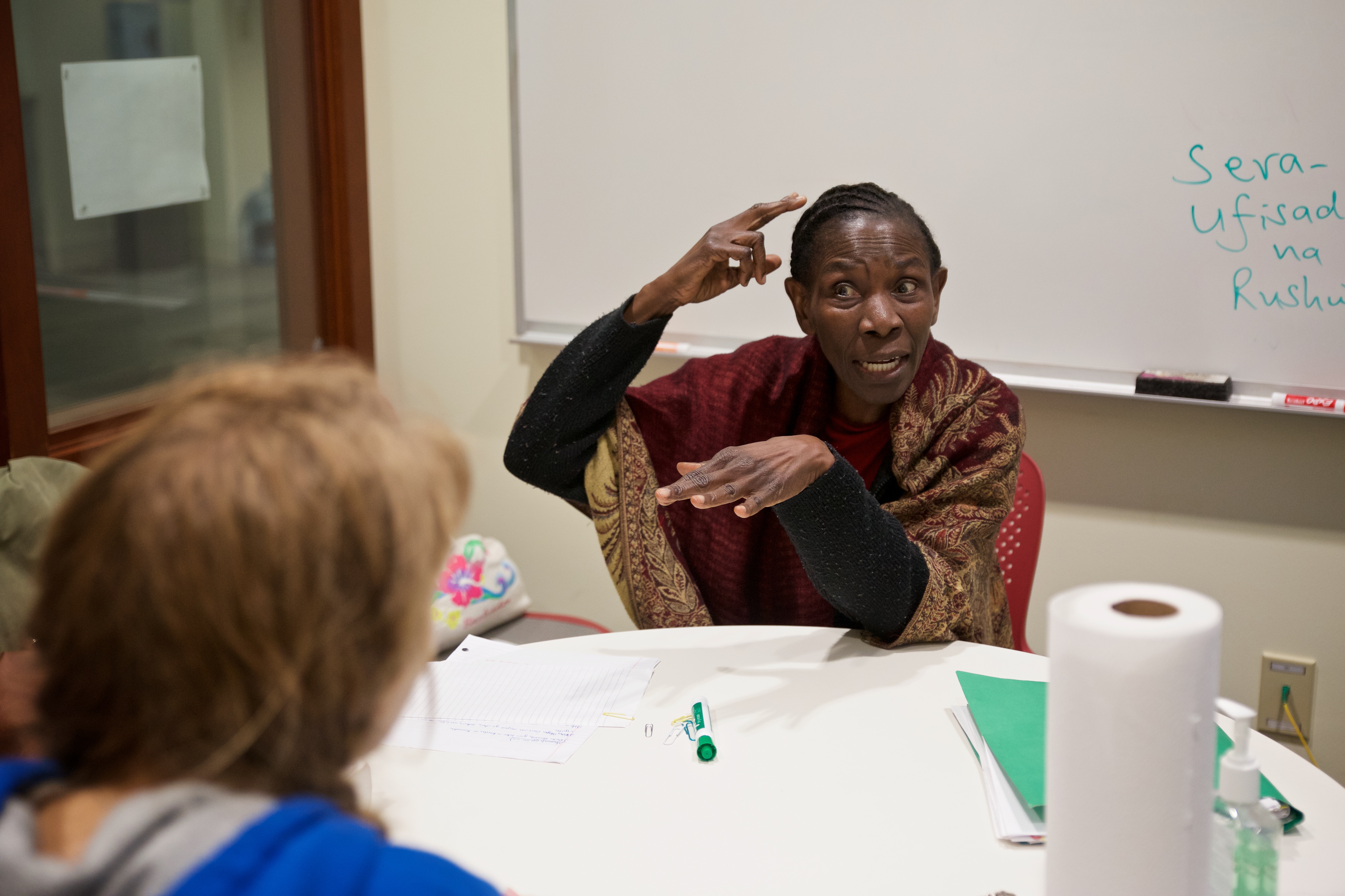 Dr. Agnes Kimokoti, Swahili mentor, leading a tutorial session