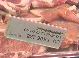 Price sign for pork