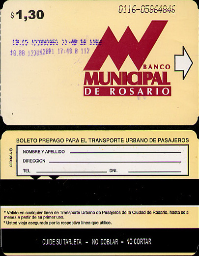 Bus card from Rosario