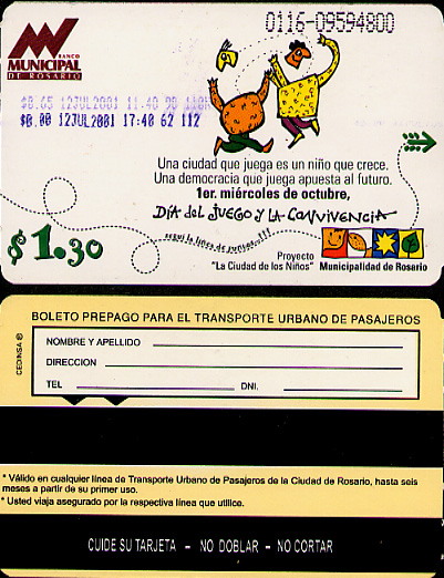 Bus card from Rosario