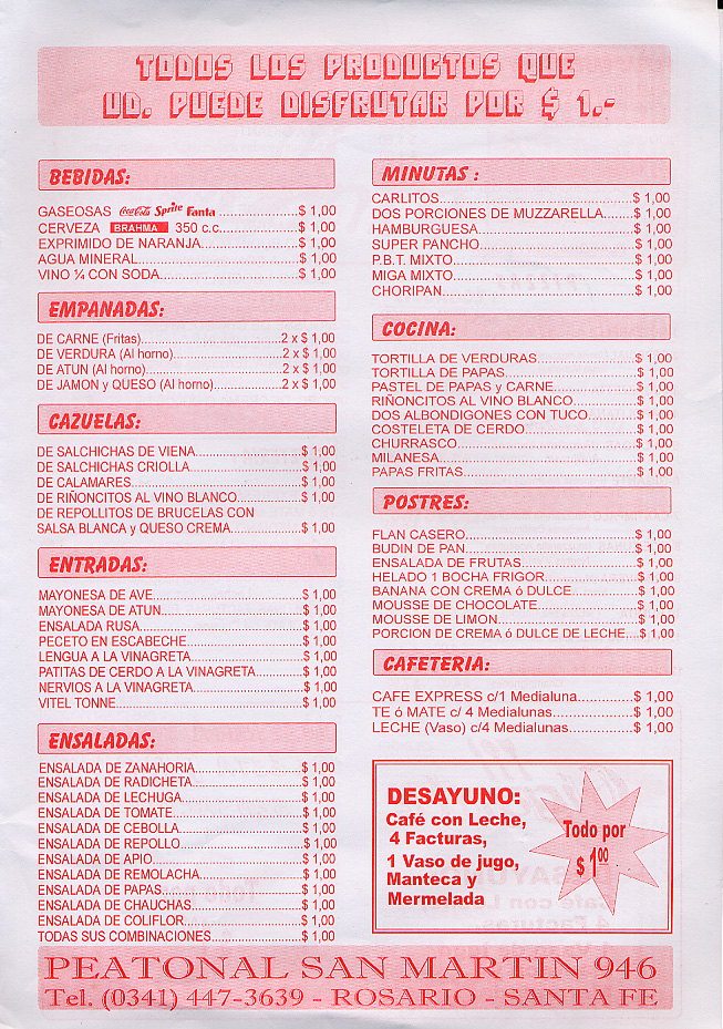 Large variety of menu items