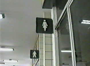 Signs for men's and women's restrooms