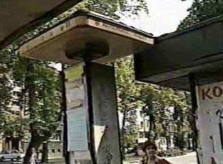 Ticket booth at bus stop