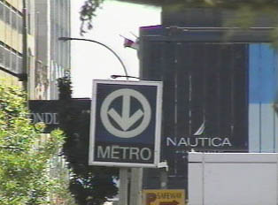 Sign marking the way to a Metro station