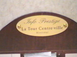 Sign for hotel information and information about Montreal