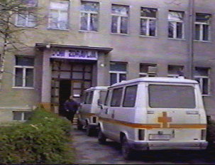 Ambulances outside a clinic 