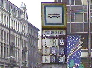Sign for trams with station and route numbers