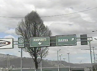 Signs on the highway leading to the airport