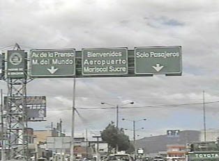Signs on the highway leading to the airport