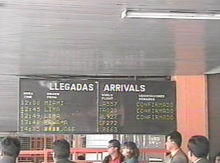 International flight arrival board