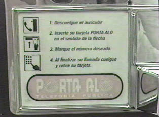 Instructions for a public phone that requires a phone card