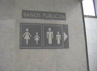 Signs for male and female restrooms