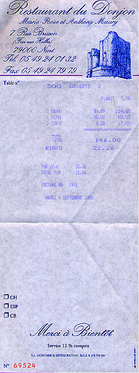A printed receipt