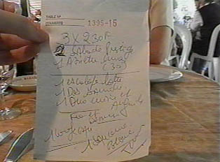 A handwritten receipt
