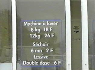 Prices for washing, drying and detergent at a self-service laundromat