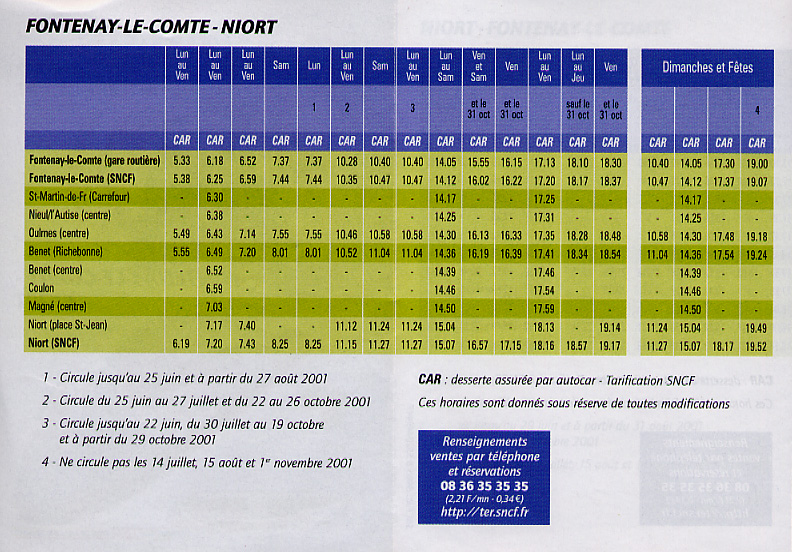 Regional train schedule for Fontenay-Le-Comte-Niort