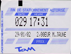 Parking permit purchased from a machine