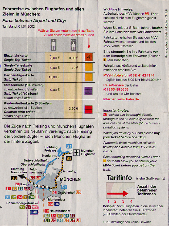 A train schedule and information sheet