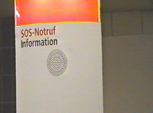 Emergency and information sign close-up