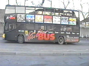 An advertisement on a bus