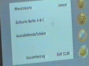 Special fare deals displayed on the screen of the ticket machine