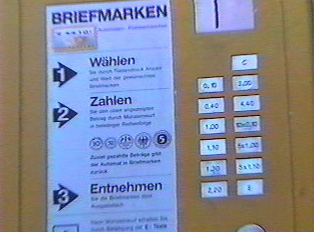 Close-up of instructions for stamp machine