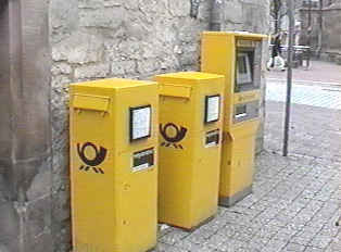Mailboxes outside the post office