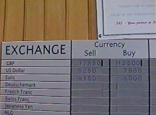 Exchange rates board for foreign currency