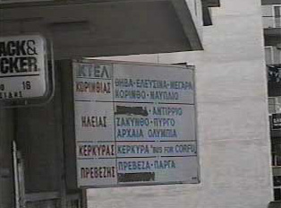Sign indicating which buses go to which cities