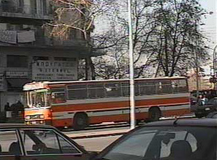 Intercity bus at a stop