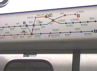 Map inside the metro showing all routes and destinations