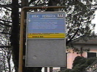 bus stop for line #77 with a list of stops
