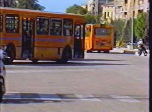 Bus receiving passengers