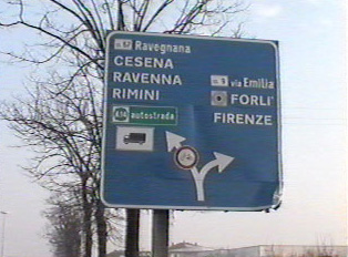 Highway signs indicate everything from truck routes to autostrada to small routes