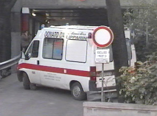 Ambulance entering through ambulance entrance