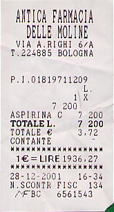 Pharmacy receipt