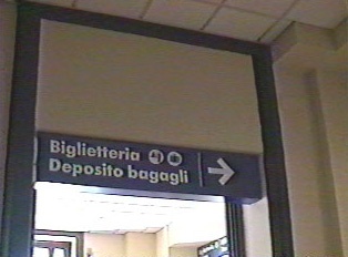 Directional signs to ticket agents and luggage storage