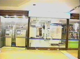 Bank entrance with ATMs
