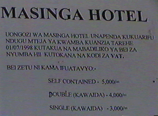 Hotel rate sign
