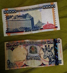 10000 Shilling bill front