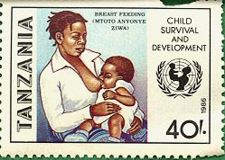 Stamp worth 40 shillings promoting breast feeding