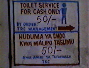 Price sign for public toilets