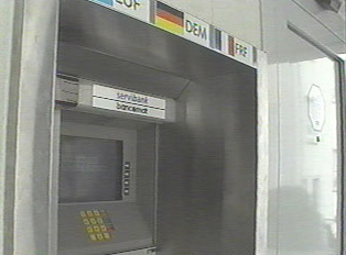 ATM with currency labels
