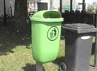 Green trash bin