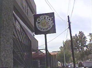 Close-up view of cafeteria sign