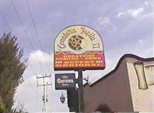 Sign for La Lupita restaurant
