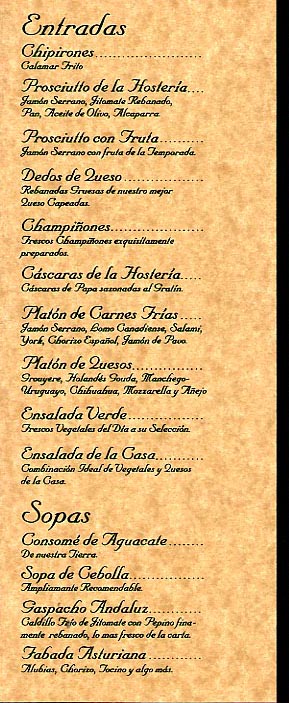 the first page of an Elegant menu