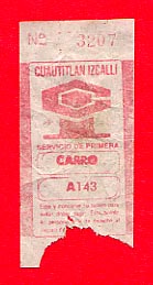 Ticket valid for a bus trip to Mexico City