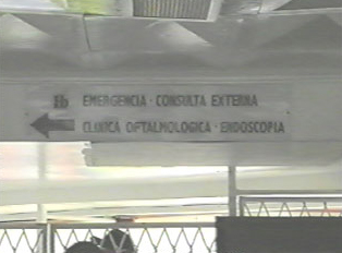 Departments directional signs inside the hospital